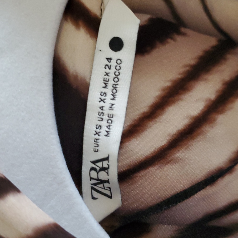Zara Brown,Black & Tan mini dress With Side Zipper Size XS like new - Picture 3 of 9
